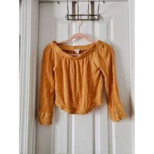 Love Fire Off the Shoulder Top Mustard Size S